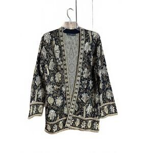 Peruvian Connection Gilded Lily Kimono Cardigan Sweater in 100% Pima cotton M